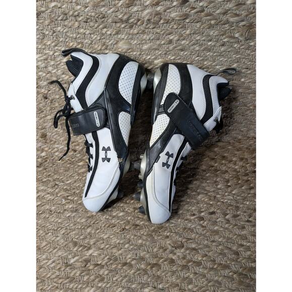 Under Armour Metal Mid Football Cleats Athletic Shoes Men's Size 11 White Black - Picture 3 of 8